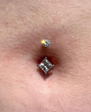 belly piercing closeup